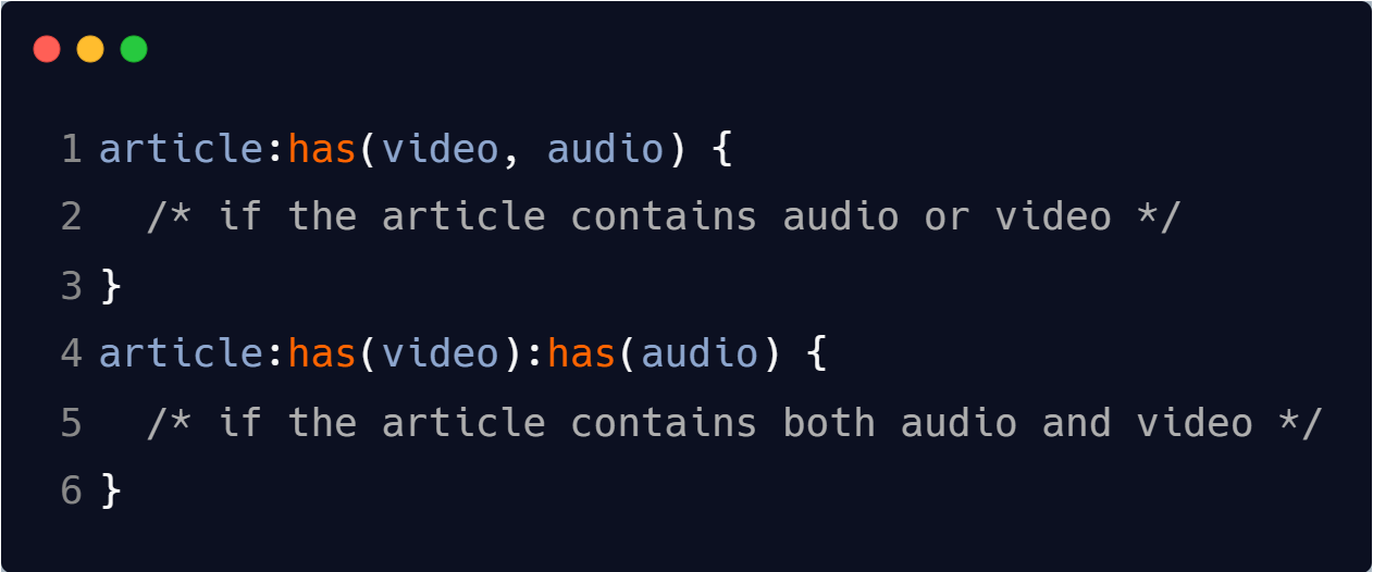 CSS :has() pseudo-class selector